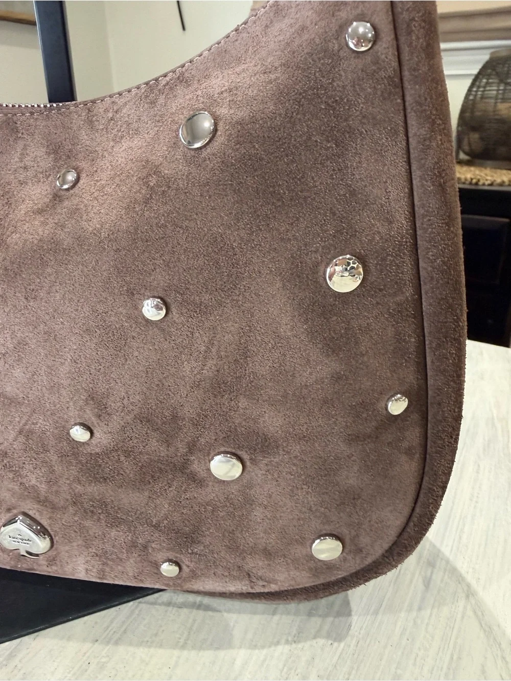 kate spade Kayla  Brown Studded Suede Hobo/Shoulder Bag